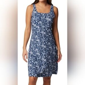 Columbia PFG Blue & White Sleeveless Dress | Fishing Print | XL | Performance